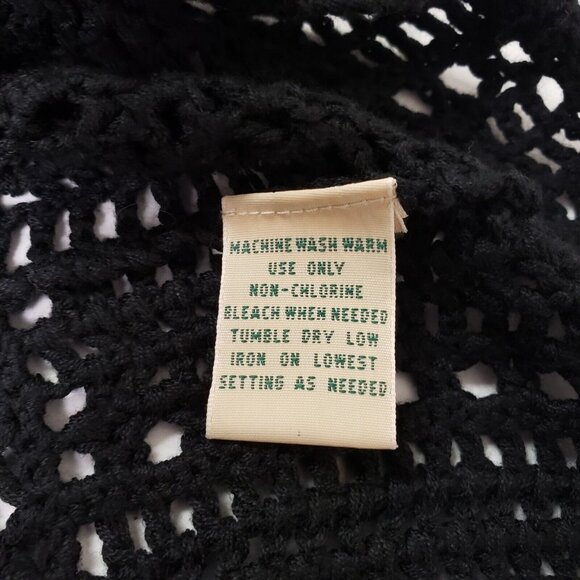 St Johns Bay Womens Open Knit Long Line Cardigan Size M Black Goth Punk Festival - Picture 5 of 9